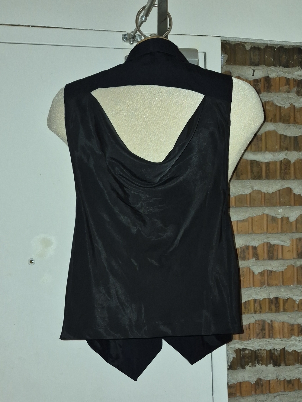 DKNY Open Back Collared Vest Zip Pockets Size L Large